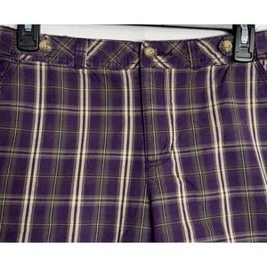 National Outfitters Plaid Shorts Womens Size‎ 8 Purple Tan Casual Chino Golf